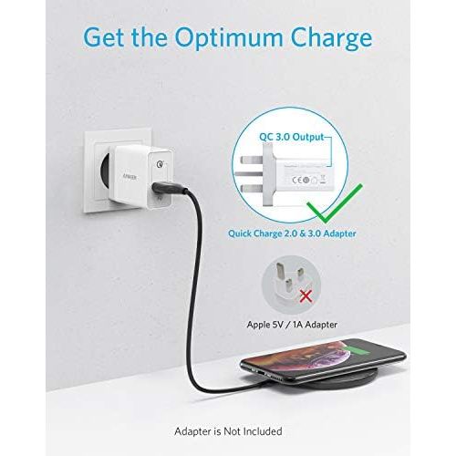 앤커 [아마존베스트]Wireless Charger, Anker 10W Qi-Certified Wireless Charging Pad, Compatible iPhone Xs Max/XR/XS/X/8/8 Plus, 10W Fast-Charging Galaxy S10/S9/S9+/S8/Note 9/Note 8, PowerWave Pad (No A