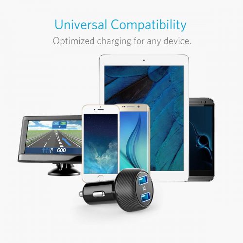 앤커 [아마존베스트]Anker 24W Car Charger 2-Port 4.8A Ultra-Compact PowerDrive 2 Elite with PowerIQ Technology for iPhone XS/Max/XR/X/8/7/6/Plus, iPad Pro/Air/Mini, Galaxy Note/S Series, LG, Nexus, HT