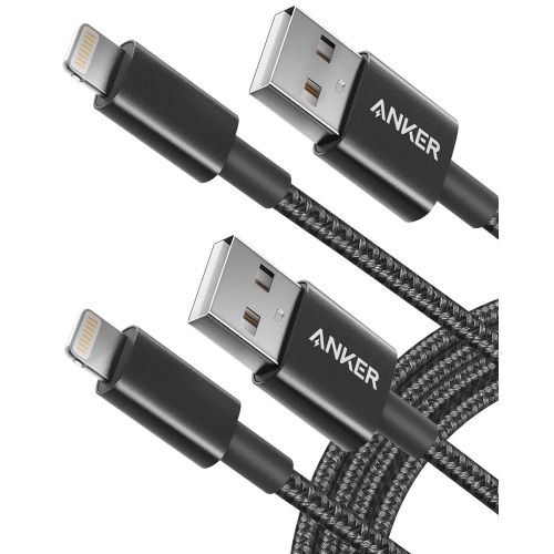 앤커 [아마존베스트]Anker 6ft Premium Nylon Lightning Cable [2-Pack], Apple MFi Certified for iPhone Chargers, iPhone Xs/XS Max/XR/X / 8/8 Plus / 7/7 Plus / 6/6 Plus / 5s, iPad Pro Air 2, and More(Bla