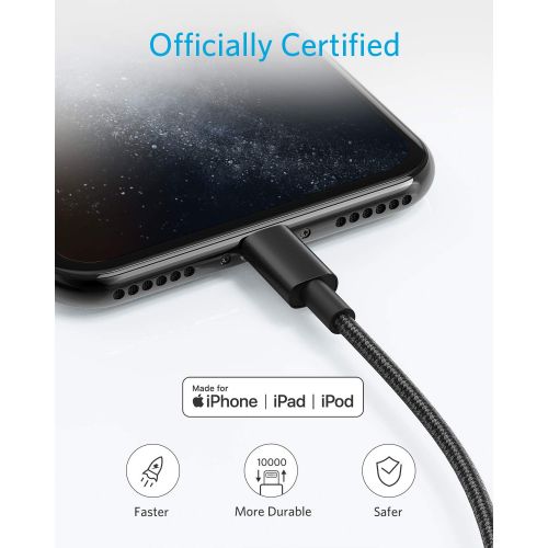 앤커 [아마존베스트]Anker 6ft Premium Nylon Lightning Cable [2-Pack], Apple MFi Certified for iPhone Chargers, iPhone Xs/XS Max/XR/X / 8/8 Plus / 7/7 Plus / 6/6 Plus / 5s, iPad Pro Air 2, and More(Bla