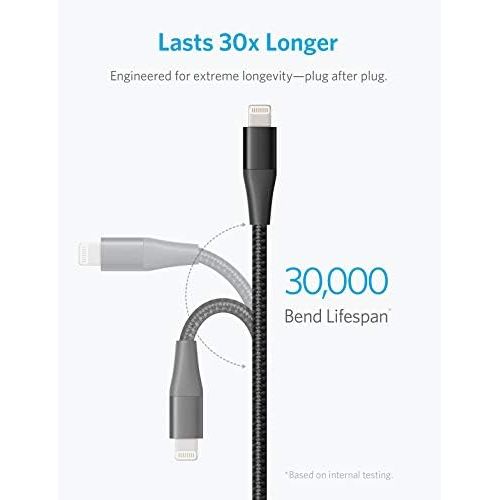 앤커 [아마존베스트]Anker Powerline+ II Lightning Cable (10ft), MFi Certified for Flawless Compatibility with iPhone Xs/XS Max/XR/X / 8/8 Plus / 7/7 Plus / 6/6 Plus / 5 / 5S and More(Black)