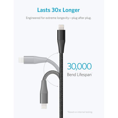 앤커 [아마존베스트]Anker Powerline+ II Lightning Cable (10ft), MFi Certified for Flawless Compatibility with iPhone Xs/XS Max/XR/X / 8/8 Plus / 7/7 Plus / 6/6 Plus / 5 / 5S and More(Black)