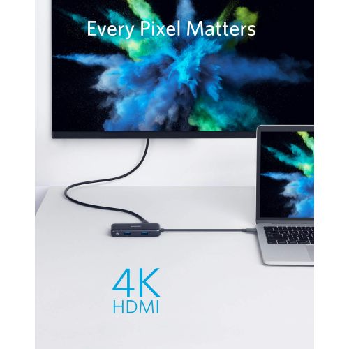 앤커 [아마존 핫딜]  [아마존핫딜]Anker Premium 4-in-1 USB-C Hub, 4K USB-C auf HDMI Adapter, mit 2 USB 3.0 Ports, mit 60W Power Delivery Ladeport fuer MacBook Pro 2016/2017 / 2018, Chromebook, XPS und viele mehr (in