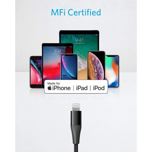 앤커 [아마존 핫딜] [아마존핫딜]Anker Powerline+ II USB-C auf Lightning Kabel, 180cm lang, Nylon-umflochtenes Ladekabel fuer iPhone X/XS/XR/XS Max / 8/8 Plus, unterstuetzt Power Delivery (fuer Typ-C Ladegerate) (Sch