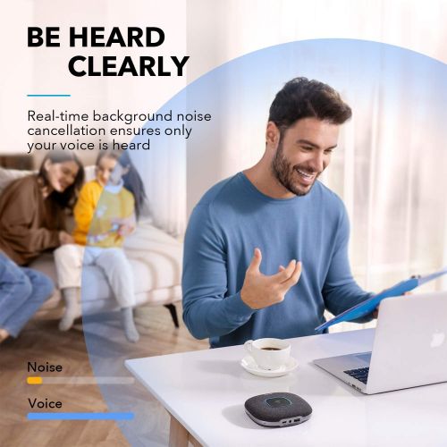 앤커 Anker PowerConf S3 Bluetooth Speakerphone with 6 Mics, Enhanced Voice Pickup, 24H Call Time, App Control, Bluetooth 5, USB C, Conference Speaker Compatible with Leading Platforms,