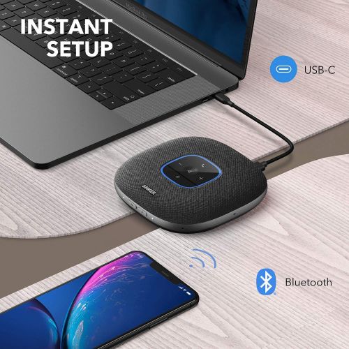 앤커 Anker PowerConf S3 Bluetooth Speakerphone with 6 Mics, Enhanced Voice Pickup, 24H Call Time, App Control, Bluetooth 5, USB C, Conference Speaker Compatible with Leading Platforms,