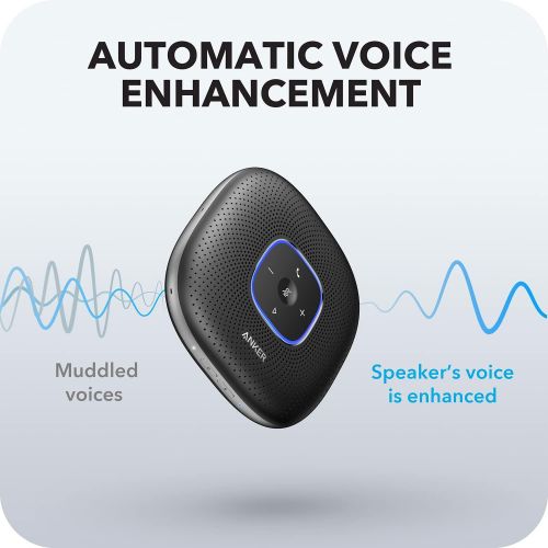 앤커 Anker PowerConf Bluetooth Speakerphone, 6 Mics, Enhanced Voice Pickup, 24H Call Time, Bluetooth 5, USB C, Zoom Certified Bluetooth Conference Speaker, Compatible with Leading Platf