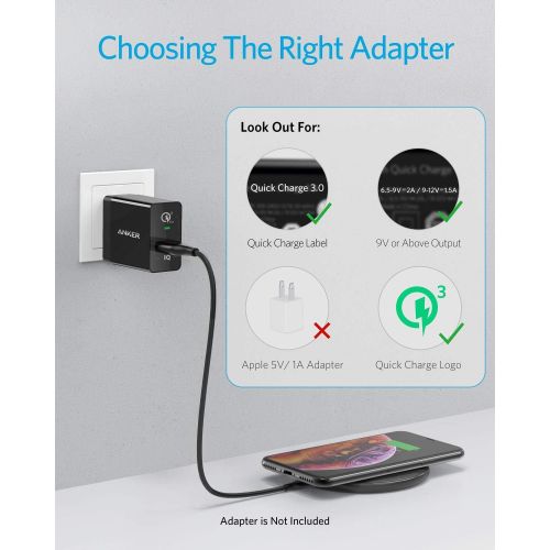 앤커 Anker 10W Max Wireless Charger, 313 Wireless Charger (Pad), Qi-Certified Wireless Charging 7.5W for iPhone 12/12 Pro/12 mini/12 Pro Max, 10W for Galaxy S10 S9 S8, S9 Plus, Note 9 (