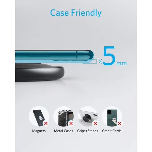 앤커 Anker 15W Max Wireless Charger with USB-C, PowerWave Alloy Pad, Qi Certified Fast Charging for iPhone SE, 11, 11 Pro, 11 Pro Max, X, Xs, Xr, Galaxy S20 S10 S9, Note 10, Note 9 & Mo
