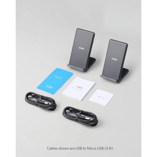 앤커 Anker Wireless Charger, 2 Pack PowerWave Stand, Qi-Certified, 7.5W for iPhone 11, 11 Pro, 11 Pro Max, Xs Max, XR, XS, X, 8, 8Plus, 10W for Galaxy S20 S10 S9 S8, Note 10 Note 9 Note