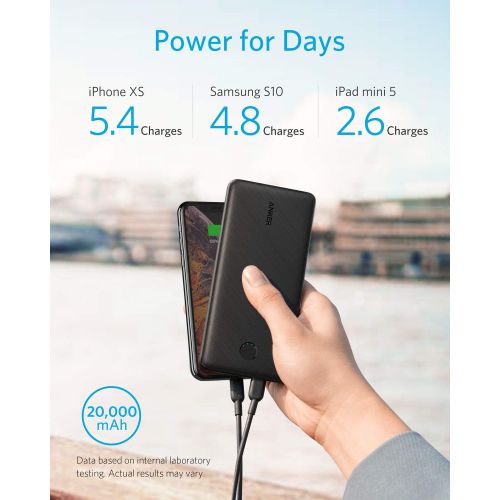 앤커 Anker Portable Charger, PowerCore Essential 20000 PD (18W) Power Bank with 18W USB C Charger, High-Capacity 20,000mAh Power Delivery Battery Pack for iPhone 11/11 Pro/11 Pro Max/X/