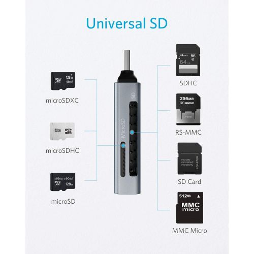 앤커 Anker SD Card Reader, 2-in-1 USB C Memory Card Reader for SDXC, SDHC, SD, MMC, RS-MMC, Micro SDXC, Micro SD, Micro SDHC Card, and UHS-I Cards