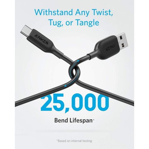 앤커 USB Type C Cable, Anker Powerline III USB-A to USB-C Fast Charging Cord (10 ft), Compatible with Samsung Galaxy S10 S9 Plus S8 Plus, LG V20 G7 G6 G5, Sony XZ, and More