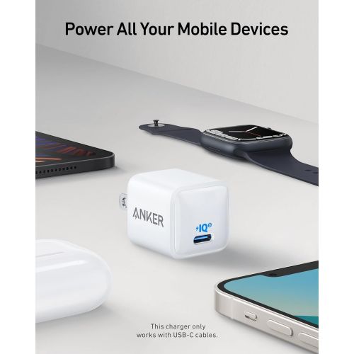 앤커 USB C Charger, Anker 18W PIQ 3.0 Compact Fast Charger Adapter, PowerPort III Nano USB C Wall Charger for iPhone 11/11 Pro / 11 Pro Max/XR/XS/X, Galaxy S10 / S9, Pixel 3/2, iPad Pro