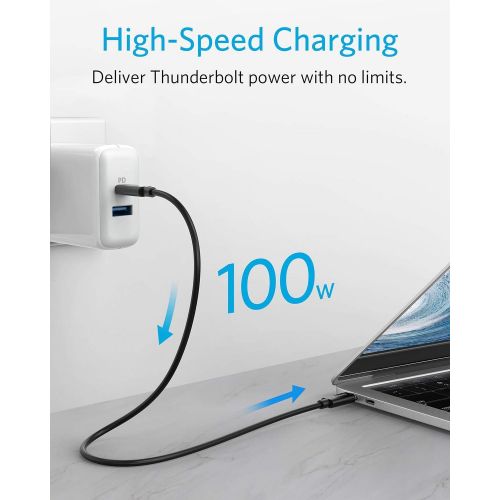 앤커 Anker [Intel Certified] Thunderbolt 3.0 Cable 1.6 ft (USB-C to USB-C) Supports 100W Charging / 40Gbps Data Transfer (Compatible with USB 3.1 Gen 1 and 2), Perfect for Type-C Macboo