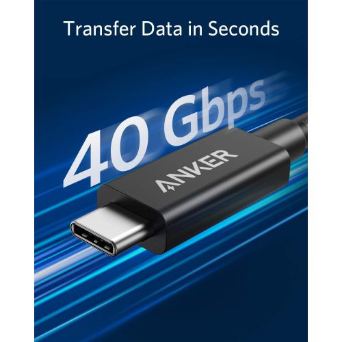 앤커 Anker [Intel Certified] Thunderbolt 3.0 Cable 1.6 ft (USB-C to USB-C) Supports 100W Charging / 40Gbps Data Transfer (Compatible with USB 3.1 Gen 1 and 2), Perfect for Type-C Macboo
