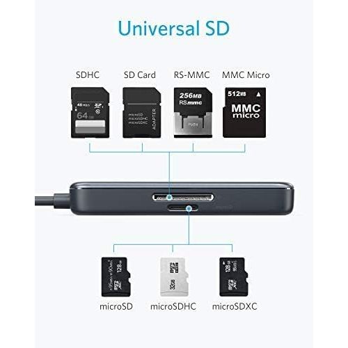 앤커 Anker USB C Hub, 5-in-1 USB C Adapter, with SD/TF Card Reader, 3 USB 3.0 Ports, for MacBook Pro 2018/2017/2016, Chromebook, XPS, and More