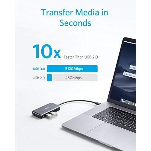 앤커 Anker USB C Hub, 5-in-1 USB C Adapter, with SD/TF Card Reader, 3 USB 3.0 Ports, for MacBook Pro 2018/2017/2016, Chromebook, XPS, and More