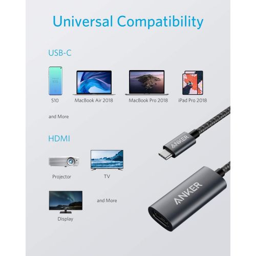 앤커 Anker USB C to HDMI Adapter, Aluminum Portable USB C Adapter, Supports 4K 60Hz, for MacBook Pro, MacBook Air, iPad Pro, Pixelbook, XPS, Galaxy, and More [Compatible with Thunderbol