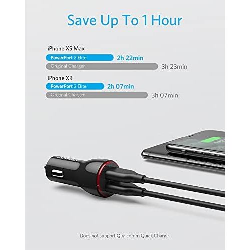 앤커 Car Charger, Anker 24W Dual USB Car Charger Adapter, PowerDrive 2 for iPhone XS/MAX/XR/X/8/7/6/Plus, iPad Pro/Air 2/Mini, Note 5/4, LG, Nexus, HTC, and More