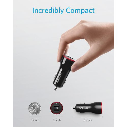 앤커 Car Charger, Anker 24W Dual USB Car Charger Adapter, PowerDrive 2 for iPhone XS/MAX/XR/X/8/7/6/Plus, iPad Pro/Air 2/Mini, Note 5/4, LG, Nexus, HTC, and More