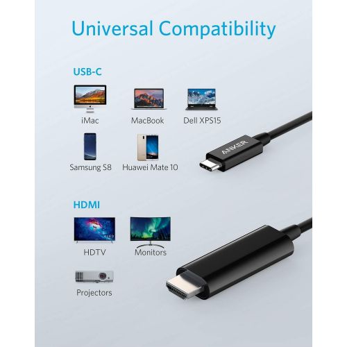 앤커 Anker USB-C to HDMI Cable, 4K 60Hz Video, Simple and Convenient Adapter Cable for Samsung S9/S8/Note 8, MacBook Pro 13/15, and More