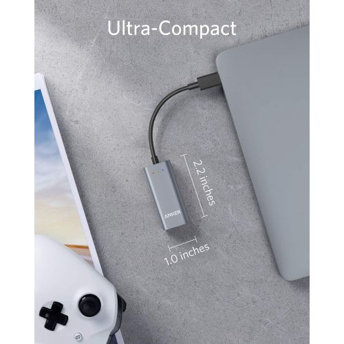 앤커 Anker USB C to Ethernet Adapter, Portable 1-Gigabit Network Hub, 10/100/1000 Mbps, for MacBook Pro, iPad Pro 2019/2018, ChromeBook, XPS, Galaxy S9/S8, and More