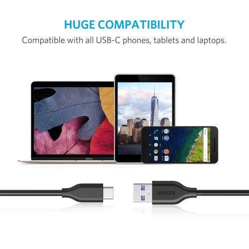 앤커 [3 Pack] Anker Powerline USB-C to USB 3.0 Cable (3ft) with 56k Ohm Pull-up Resistor for Samsung Galaxy Note 8, S8, S8+, S9, S10, MacBook, Sony XZ, LG V20 G5 G6, HTC 10, Xiaomi 5 an