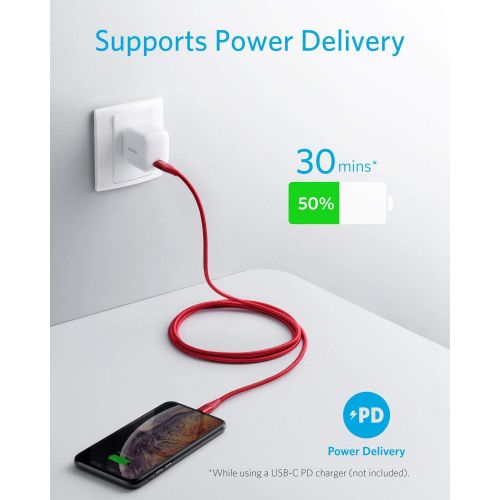 앤커 iPhone 11 Charger, Anker USB C to Lightning Cable [6ft Apple Mfi Certified] Powerline+ II Nylon Braided Cable for iPhone 11/Pro/Max/X/XS/XR/XS Max/8/Plus, Supports Power Delivery