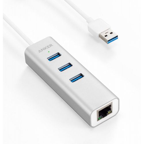 앤커 Anker Unibody Aluminum 3-Port USB 3.0 and Gigabit Ethernet Hub with 1.3ft / 40cm USB 3.0 Cable [Ethernet Port RTL8153 Chipset + USB Ports VL812 Chipset]