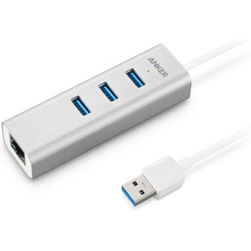 앤커 Anker Unibody Aluminum 3-Port USB 3.0 and Gigabit Ethernet Hub with 1.3ft / 40cm USB 3.0 Cable [Ethernet Port RTL8153 Chipset + USB Ports VL812 Chipset]