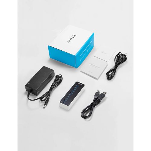 앤커 Anker [Upgraded Version] USB 3.0 SuperSpeed 10-Port Hub Including a BC 1.2 Charging Port with 60W (12V / 5A) Power Adapter [VIA VL812-B2 Chipset and Updated Firmware 9081] AH231