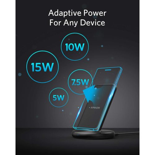 앤커 Anker Wireless Charger with Power Adapter, PowerWave II Stand, Qi-Certified 15W Max Fast Wireless Charging Stand for iPhone 11, 11 Pro, Xs, Xs Max, XR, X, 8, Galaxy S10 S9 S8, Note
