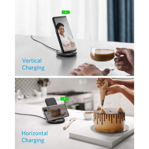 앤커 Anker Wireless Charger with Power Adapter, PowerWave II Stand, Qi-Certified 15W Max Fast Wireless Charging Stand for iPhone 11, 11 Pro, Xs, Xs Max, XR, X, 8, Galaxy S10 S9 S8, Note