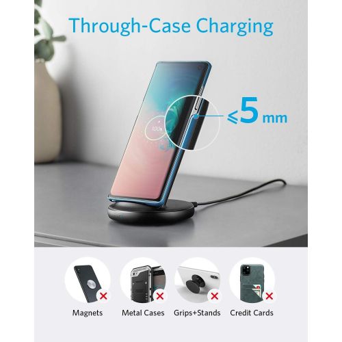 앤커 Anker Wireless Charger with Power Adapter, PowerWave II Stand, Qi-Certified 15W Max Fast Wireless Charging Stand for iPhone 11, 11 Pro, Xs, Xs Max, XR, X, 8, Galaxy S10 S9 S8, Note