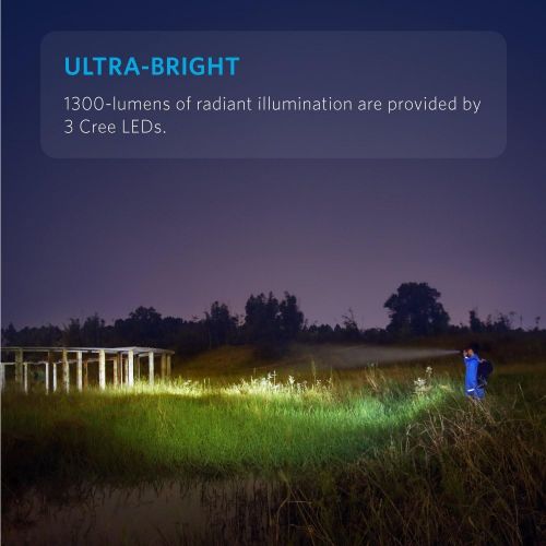 앤커 Anker Ultra-Bright Tactical Flashlight with 1300 Lumens, Rechargeable(26650 Battery Included), IPX7 Water-Resistant, Bolder LC130 LED with 5 Light Modes for Camping, Security, Emer