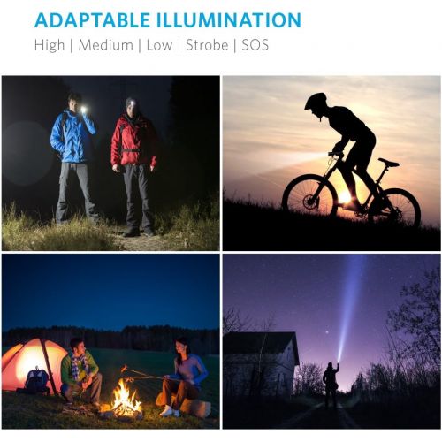 앤커 Anker Ultra-Bright Tactical Flashlight with 1300 Lumens, Rechargeable(26650 Battery Included), IPX7 Water-Resistant, Bolder LC130 LED with 5 Light Modes for Camping, Security, Emer