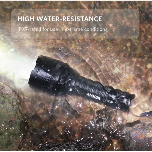 앤커 Anker Ultra-Bright Tactical Flashlight with 1300 Lumens, Rechargeable(26650 Battery Included), IPX7 Water-Resistant, Bolder LC130 LED with 5 Light Modes for Camping, Security, Emer