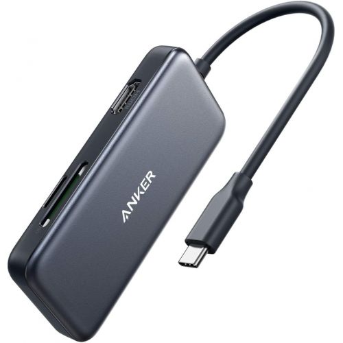 앤커 USB C Hub, Anker 5-in-1 USB C Adapter, with 4K USB C to HDMI, SD and microSD Card Reader, 2 USB 3.0 Ports, for MacBook Pro 2019/2018/2017, iPad Pro 2019/2018, Pixelbook, XPS, and M