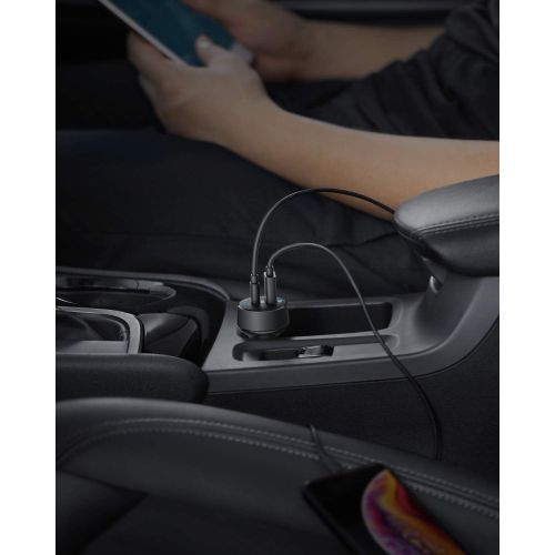 앤커 Anker Car Charger USB C, 30W 2-Port Compact Type C Car Charger with 18W Power Delivery and 12W PowerIQ, PowerDrive PD 2 with LED for iPad Pro (2018), iPhone XS/Max/XR/X/8/7, Pixel