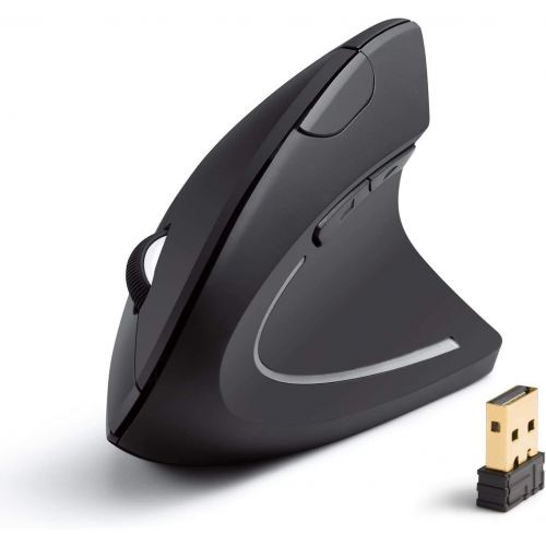 앤커 Anker 2.4G Wireless Vertical Ergonomic Optical Mouse, 800 / 1200 /1600 DPI, 5 Buttons for Laptop, Desktop, PC, Macbook - Black