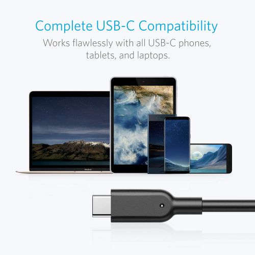 앤커 Anker Powerline II USB-C to USB 3.1 Gen2 Cable(3ft), USB-IF Certified for Samsung Galaxy Note 8, S8, S8+, S9, S10, iPad Pro 2018, MacBook, Sony XZ, LG V20 G5 G6, HTC 10, Xiaomi 5 a