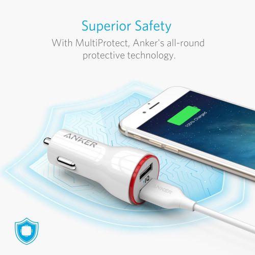 앤커 Anker 24W Dual USB Car Charger, PowerDrive 2 for iPhone X / 8/7 / 6s / Plus, iPad Pro/Air 2 / Mini, Note 5/4, LG, Nexus, HTC, and More