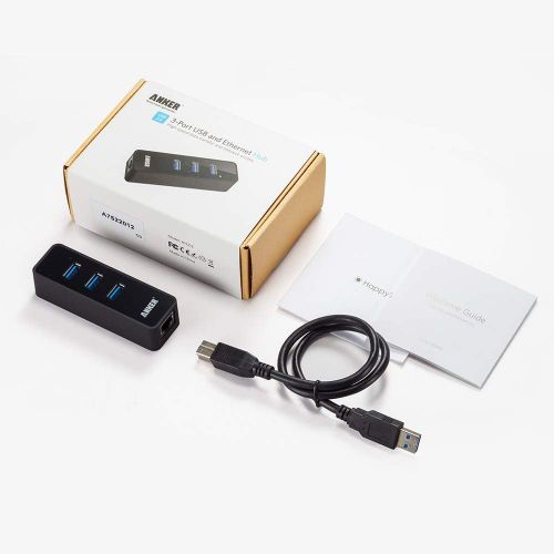 앤커 Anker 3-Port USB 3.0 HUB with 10/100/1000 Gigabit Ethernet Converter (3 USB 3.0 Ports, A RJ45 Gigabit Ethernet Port, Support Windows XP, Vista, Win7/8 (32/64 bit), Mac OS 10.6 and