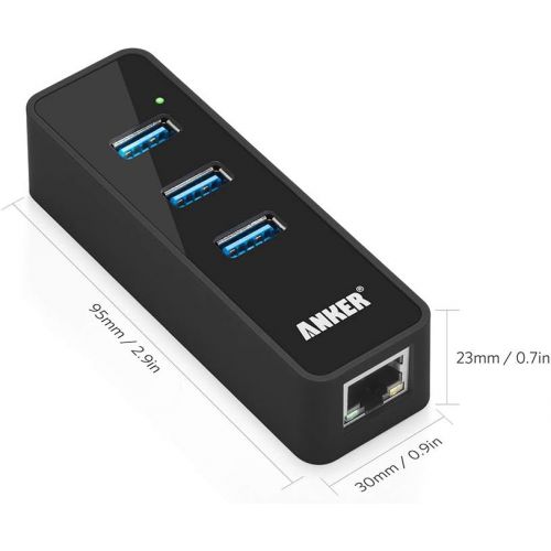 앤커 Anker 3-Port USB 3.0 HUB with 10/100/1000 Gigabit Ethernet Converter (3 USB 3.0 Ports, A RJ45 Gigabit Ethernet Port, Support Windows XP, Vista, Win7/8 (32/64 bit), Mac OS 10.6 and