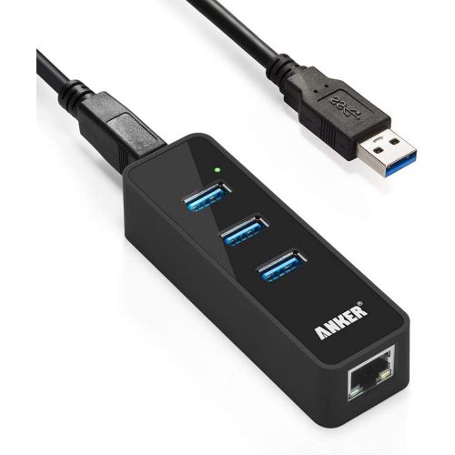 앤커 Anker 3-Port USB 3.0 HUB with 10/100/1000 Gigabit Ethernet Converter (3 USB 3.0 Ports, A RJ45 Gigabit Ethernet Port, Support Windows XP, Vista, Win7/8 (32/64 bit), Mac OS 10.6 and