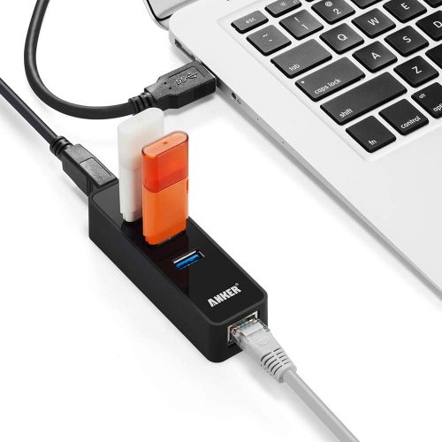 앤커 Anker 3-Port USB 3.0 HUB with 10/100/1000 Gigabit Ethernet Converter (3 USB 3.0 Ports, A RJ45 Gigabit Ethernet Port, Support Windows XP, Vista, Win7/8 (32/64 bit), Mac OS 10.6 and