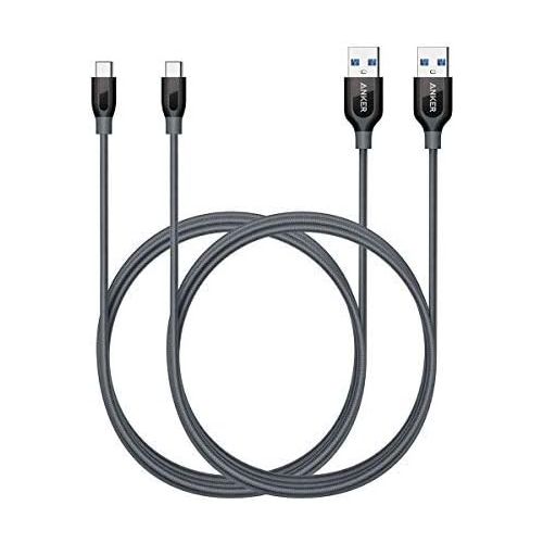 앤커 Anker Powerline+ USB-C to USB 3.0 Cable (6ft, 2-Pack), High Durability, for Samsung Galaxy Note 8, S8, S8+, S9, iPad Pro 2018, MacBook, Nexus 5X, Nexus 6P, OnePlus 2 and More(Grey)