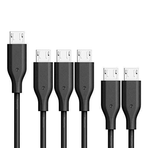 앤커 Anker [6-Pack Powerline Micro USB - Durable Charging Cable [Assorted Lengths] for Samsung, Nexus, LG, Motorola, Android Smartphones and More (Black)