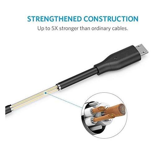 앤커 Anker [6-Pack Powerline Micro USB - Durable Charging Cable [Assorted Lengths] for Samsung, Nexus, LG, Motorola, Android Smartphones and More (Black)